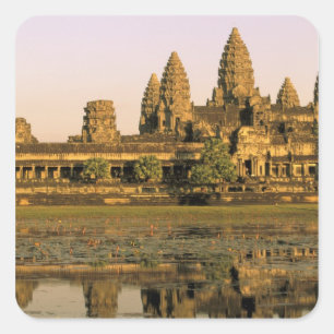 Asien, Kambodscha, Siem Reap. Angkor Wat. Quadratischer Aufkleber