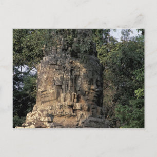 Asien, Kambodscha, Siem Reap. Riesige Steinskulptu Postkarte
