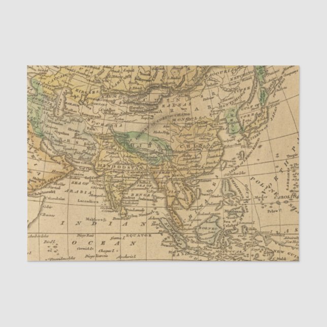 Asien-Karte durch Worcester Seidenpapier (Vorderseite)
