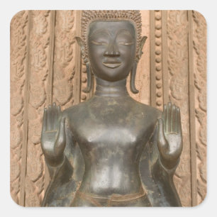 Asien, Laos, Vientiane, Bronze-Buddha bei Hawn Quadratischer Aufkleber