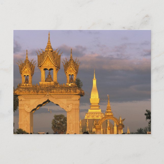 Asien, Laos, Vientiane Der Luang-Tempel. Postkarte (Vorderseite)