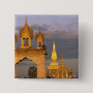 Asien, Laos, Vientiane. That Luang Tempel. Button