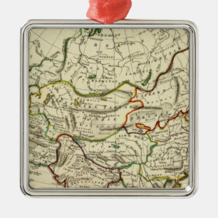 Asien mit den Grenzen umrissen Silbernes Ornament