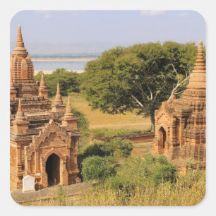 Asien, Myanmar (Burma), Bagan (Pagan). Verschieden Quadratischer Aufkleber