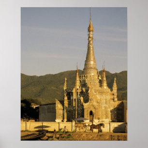 Asien, Myanmar, Inle Lake. Pagodas. Poster