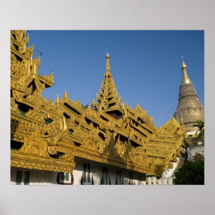 Asien, Myanmar, Rangun. Golden stupa von Shwedagon Poster