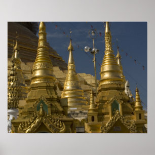 Asien, Myanmar, Rangun. Golden stupa von Shwedagon Poster