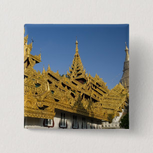 Asien, Myanmar, Yangon. Goldene Stupa von Shwedago Button