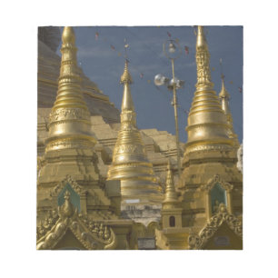 Asien, Myanmar, Yangon. Goldene Stupa von Shwedago Notizblock