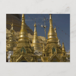 Asien, Myanmar, Yangon. Goldene Stupa von Shwedago Postkarte