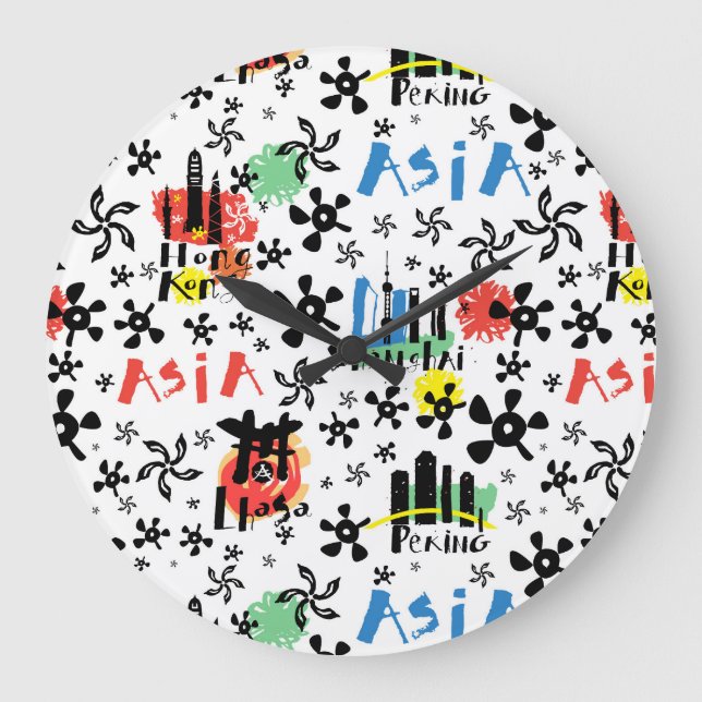 Asien| Symbolmuster Große Wanduhr (Vorderseite)