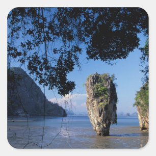 Asien, Thailand, Ao Phangnga NP, Küstenlinie, Kars Quadratischer Aufkleber