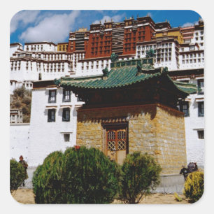 Asien, Tibet, Lhasa, Potala-Palast auch Rot Quadratischer Aufkleber