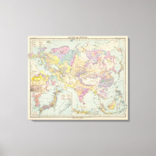 Asien u Europa - Atlas-Karte von Asien und von Leinwanddruck