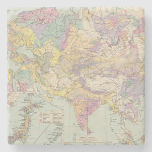 Asien u Europa - Atlas-Karte von Asien und von Steinuntersetzer