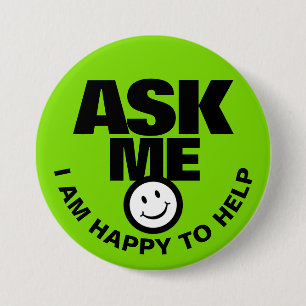 Ask me I am happy to help green black badge Button