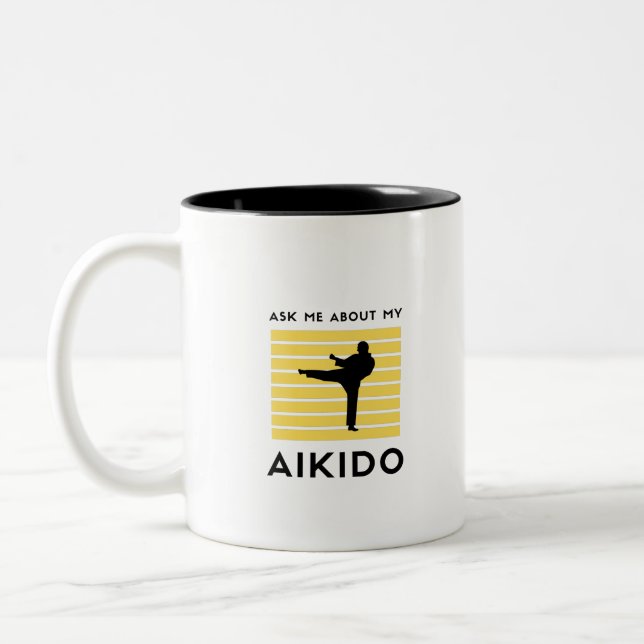 Ask mich about my aikido zweifarbige tasse (Links)