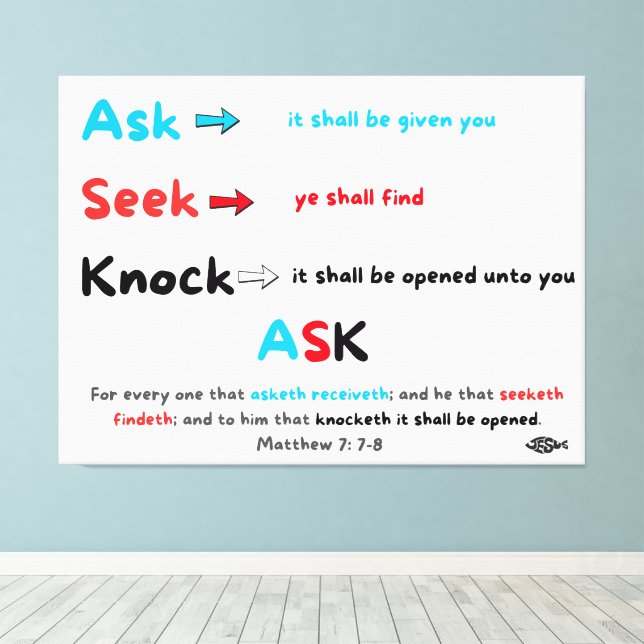 Ask Seek Knock Leinwanddruck (Insitu (Holzboden))