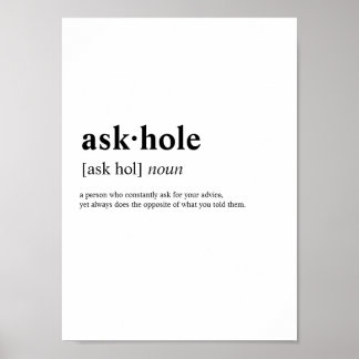 Askhole - Wörterbuchbegriff Poster