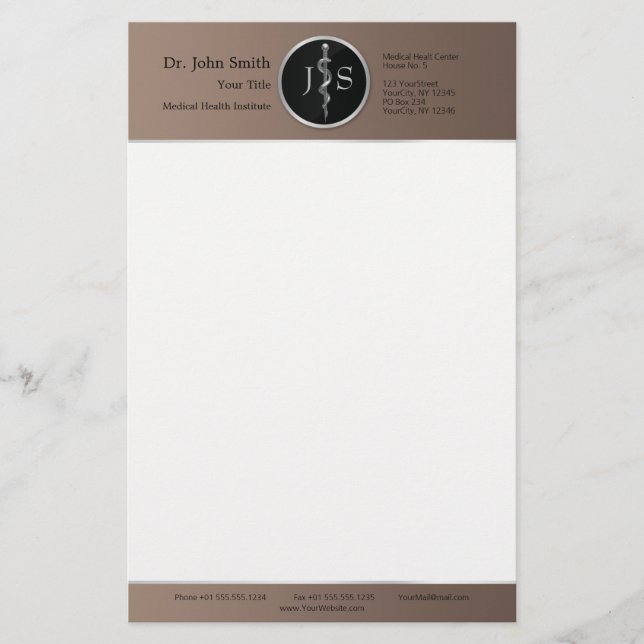 Asklepius Medical Classy Noble Silver Briefpapier (Vorderseite)
