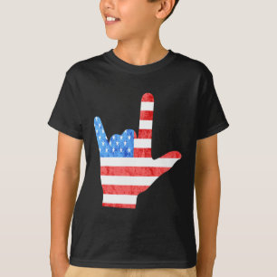 ASL 4. Juli American Sign Languages Deaf Awarenes T-Shirt