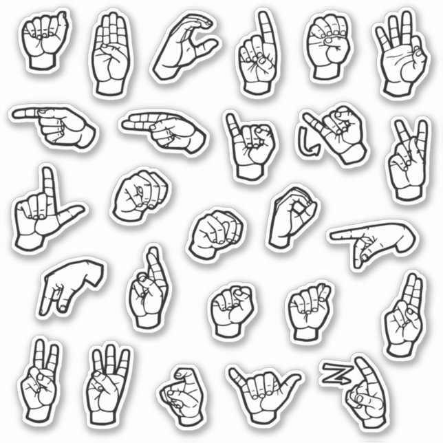 ASL Alphabet ABC Individuelle Handzeichen Aufkleber (Vorderseite)