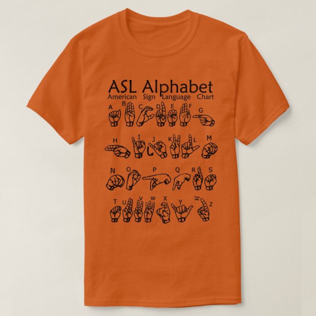 ASL Alphabet American Sign Language Chart T-Shirt (Design vorne)