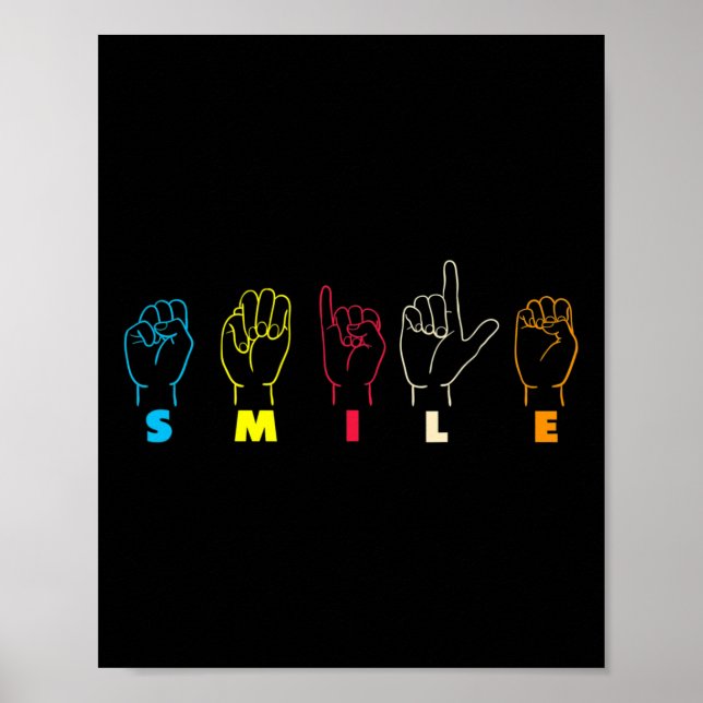 Asl Alphabet American Sing Language Asl Teacher Poster (Vorne)