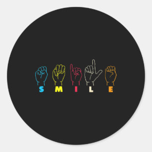 Asl Alphabet American Sing Language Asl Teacher Runder Aufkleber