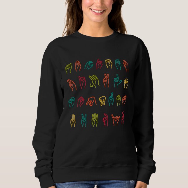 ASL Alphabet Colored American Sign Language ASL Te Sweatshirt (Vorderseite)