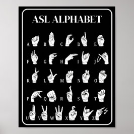 ASL-Alphabet-Handzeichen A-Z Poster