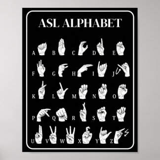 ASL-Alphabet-Handzeichen A-Z Poster