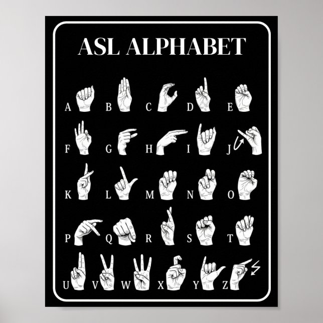 ASL-Alphabet-Handzeichen A-Z Poster (Vorne)