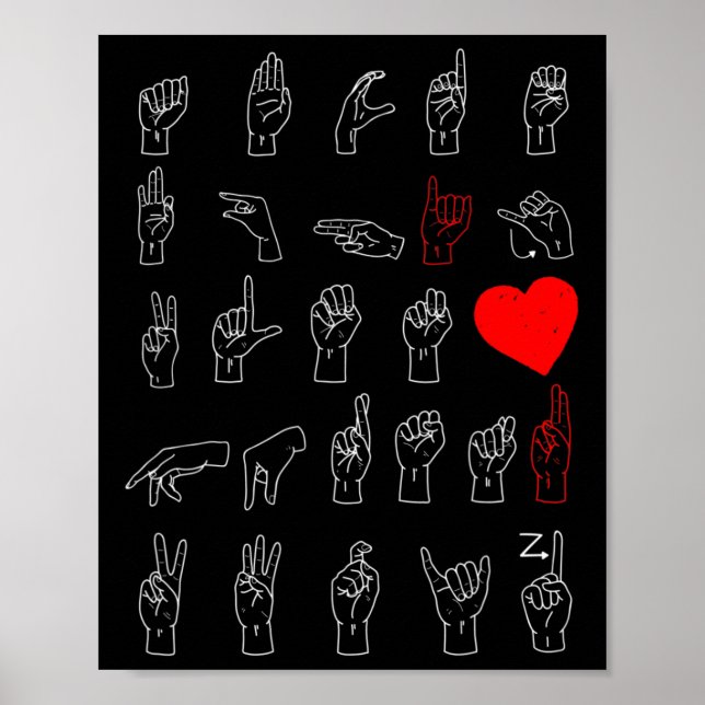 ASL Alphabet Teacher American Sing Language ASL Ch Poster (Vorne)