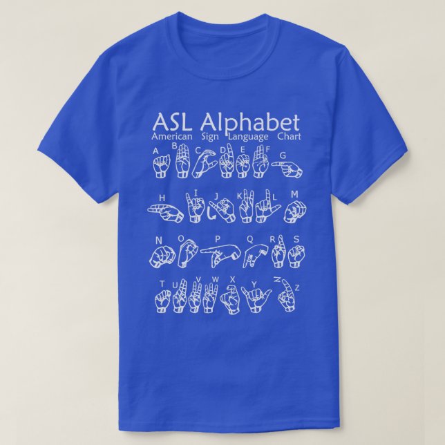 ASL American Sign Language Alphabet Chart T-Shirt (Design vorne)