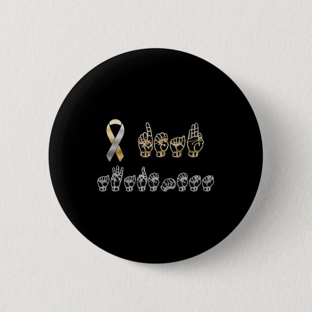 ASL American Sign Language Deaf Awareness Button (Vorderseite)