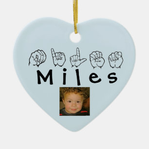 ASL American Sign Language Fingerspelling Miles Keramik Ornament