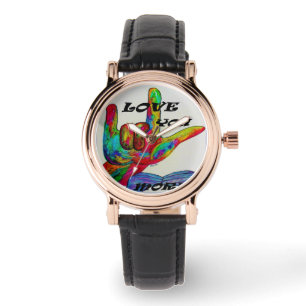 ASL American Sign Language I LIEBE SIE MEHR Armbanduhr