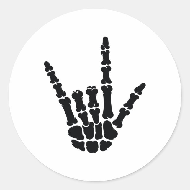 Asl American Sign Language I Liebe You Skeleton Ha Runder Aufkleber (Vorderseite)