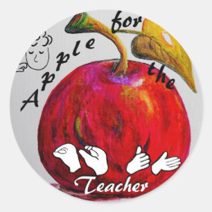 ASL Apple für den Lehrer Runder Aufkleber