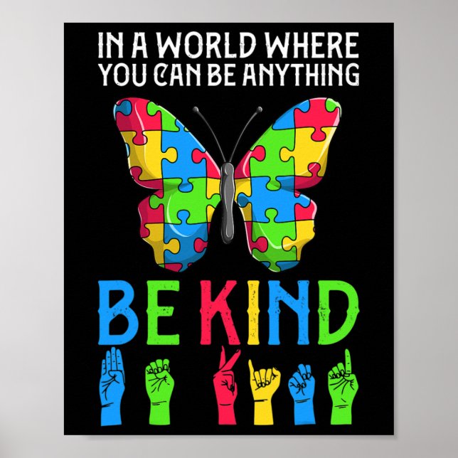 ASL Be Kind s1 ASL American Sign Language Poster (Vorne)