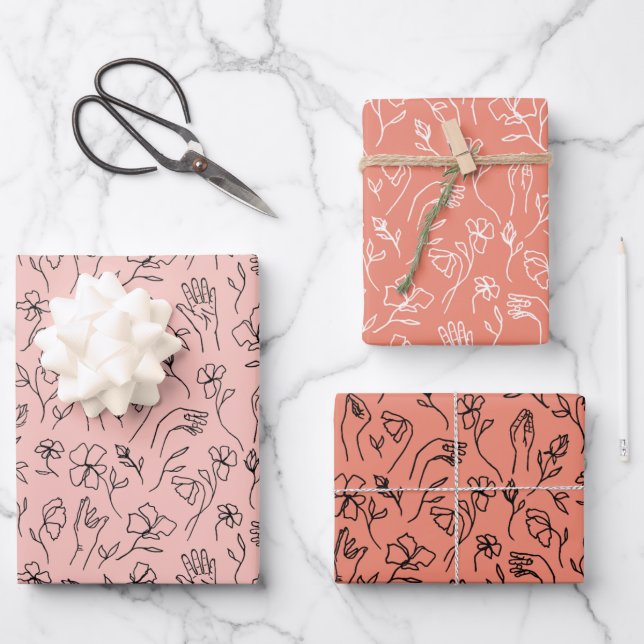 ASL Blume Hands Geschenkpapier Set (Vorderseite)