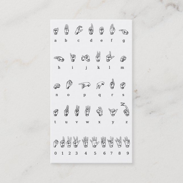 ASL, Carte de visite de langue des signes (Devant)