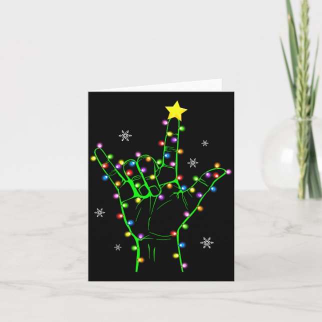 Asl Christmas Christmas Tree Lights American Sign  Karte (Vorderseite)