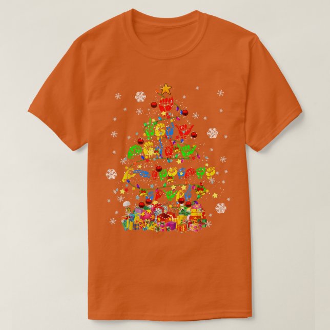 ASL Christmas Tree Xmas Lights ASL Sign Language H T-Shirt (Design vorne)