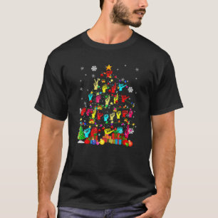ASL Christmas Tree Xmas Lights ASL Sign Language H T-Shirt