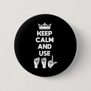 ASL Deaf Awareness und Gebärdensprache 1 Button