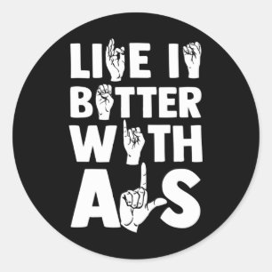 ASL Deaf Awareness und Gebärdensprache 2 Runder Aufkleber