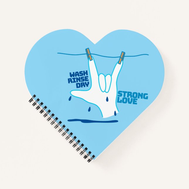 ASL Design - Wash, Rinse, and Dry Love ILY Notizbuch (Vorderseite)