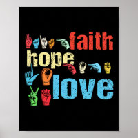 Asl Faith Hope Liebe American Sign Language Christ